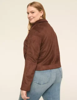 Faux-Suede Short Jacket Coffee