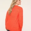 Long-Sleeve Button-Front Cardigan Spicy Orange