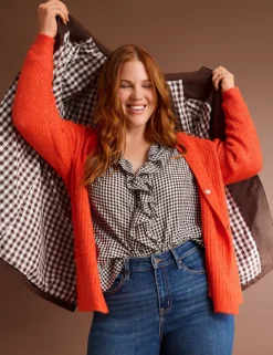 Long-Sleeve Button-Front Cardigan Spicy Orange -Lanebryant Shop 412394 0000009016 alt2