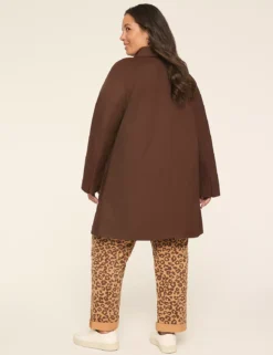 Single-Breasted Gingham-Lined Trench Coat Coffee