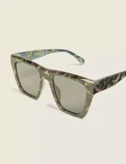 Green & Blue Tortoiseshell Print Cateye Sunglasses Multi