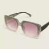 Glitter Square Sunglasses Silver 2 Glitter Square Sunglasses Silver -Lanebryant Shop 412408 0000005252