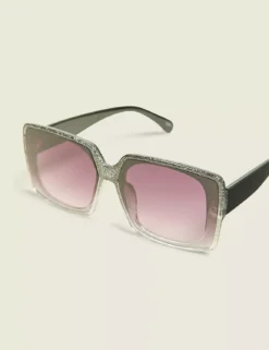 Glitter Square Sunglasses Silver