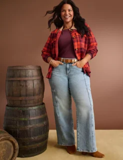 Fireside Plaid Button-Front Cardigan Fireside Plaid 7 Fireside Plaid Button-Front Cardigan Fireside Plaid -Lanebryant Shop 412409 0000115547