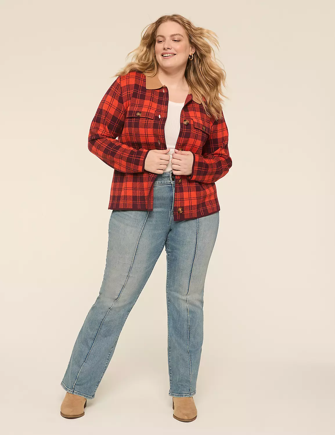 Fireside Plaid Button-Front Cardigan Fireside Plaid 4 Fireside Plaid Button-Front Cardigan Fireside Plaid - Image 2