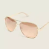 Goldtone Metal Braided-Detail Aviator Sunglasses Gold 2 Goldtone Metal Braided-Detail Aviator Sunglasses Gold -Lanebryant Shop 412412 0000005237