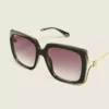 Black Side-Detail Square Sunglasses Black -Lanebryant Shop 412421 0000113708