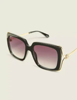 Black Side-Detail Square Sunglasses Black