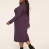Long-Sleeve Pointelle Sweater Midi Dress Grape -Lanebryant Shop 412426 0000008287 Back
