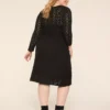 Faux-Wrap Pointelle Sweater Midi Dress Black 1 Faux-Wrap Pointelle Sweater Midi Dress Black -Lanebryant Shop 412431 0000113708 Back
