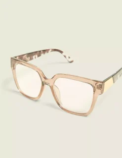 Neutral Side-Detail Square Reading Glasses Neutral