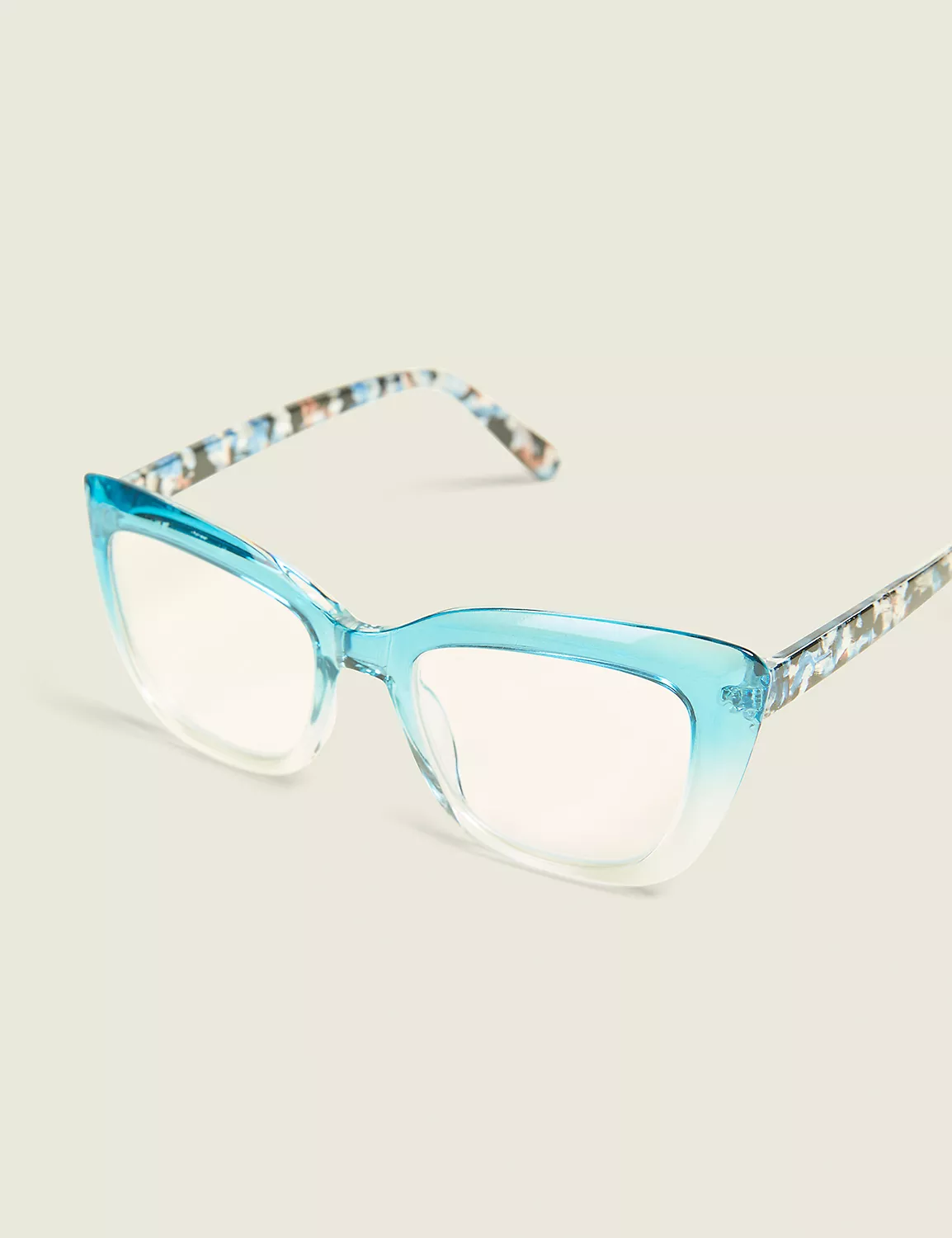 Blue Ombre Print-Side Cateye Reading Glasses Dazzling Blue 3 Blue Ombre Print-Side Cateye Reading Glasses Dazzling Blue