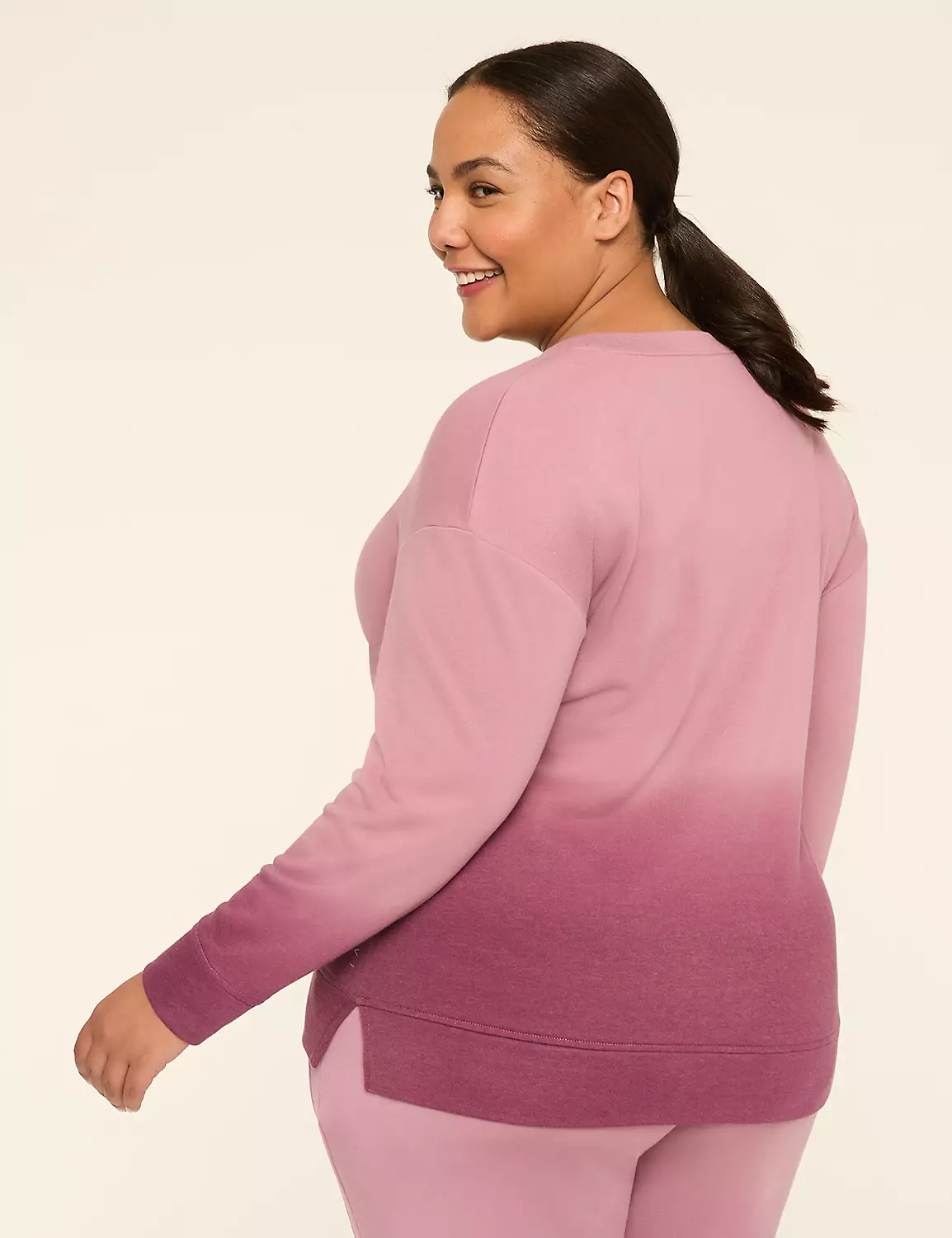 LIVI French Terry V-Neck Dip Dye Sweatshirt Orchid 3 LIVI French Terry V-Neck Dip Dye Sweatshirt Orchid