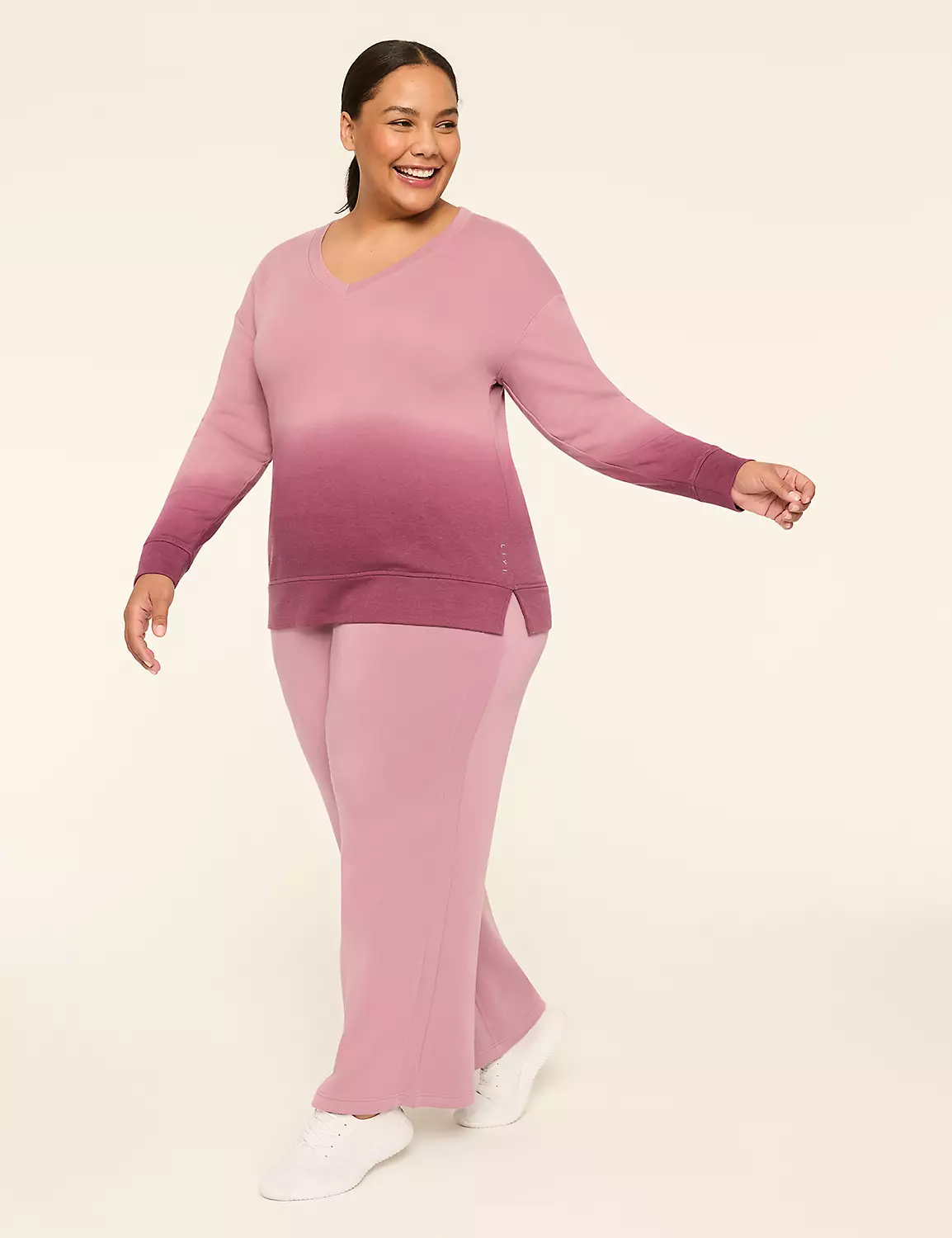 LIVI French Terry V-Neck Dip Dye Sweatshirt Orchid 4 LIVI French Terry V-Neck Dip Dye Sweatshirt Orchid - Image 2