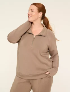 LIVI Journey Half-Zip Sweatshirt Walnut 7 LIVI Journey Half-Zip Sweatshirt Walnut -Lanebryant Shop 412470 0000009508