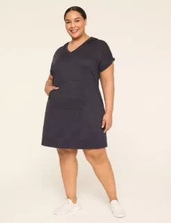 LIVI Soft Hooded Knot-Sleeve Dress Navy -Lanebryant Shop 412504 0000028161
