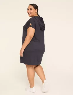 LIVI Soft Hooded Knot-Sleeve Dress Navy