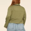 Sanded Twill Short Jacket Olive 1 Sanded Twill Short Jacket Olive -Lanebryant Shop 412514 0000009603 Back
