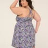 Comfy Cotton Lace-Trim Chemise Floral Dawn Deep Periwinkle -Lanebryant Shop 412540 0000114694 Back