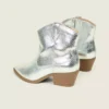 Dream Cloud Shimmery Foiled Western Ankle Bootie Silver