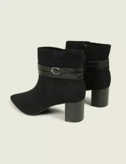 Dream Cloud Buckle-Detail Heeled Ankle Boot Black