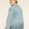 Cropped Denim Trench Medium Denim 2 Cropped Denim Trench Medium Denim -Lanebryant Shop 412640 0000012013 Back