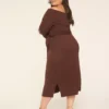 Off-The-Shoulder Sweater Midi Dress Coffee -Lanebryant Shop 412669 0000028109 Back