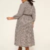 Elbow-Sleeve Maxi Shirt Dress Black Plaid -Lanebryant Shop 412673 0000114808 Back
