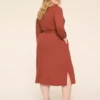 Rib Faux-Wrap Midi Dress Burnt Henna 2 Rib Faux-Wrap Midi Dress Burnt Henna -Lanebryant Shop 412682 0000009507 Back