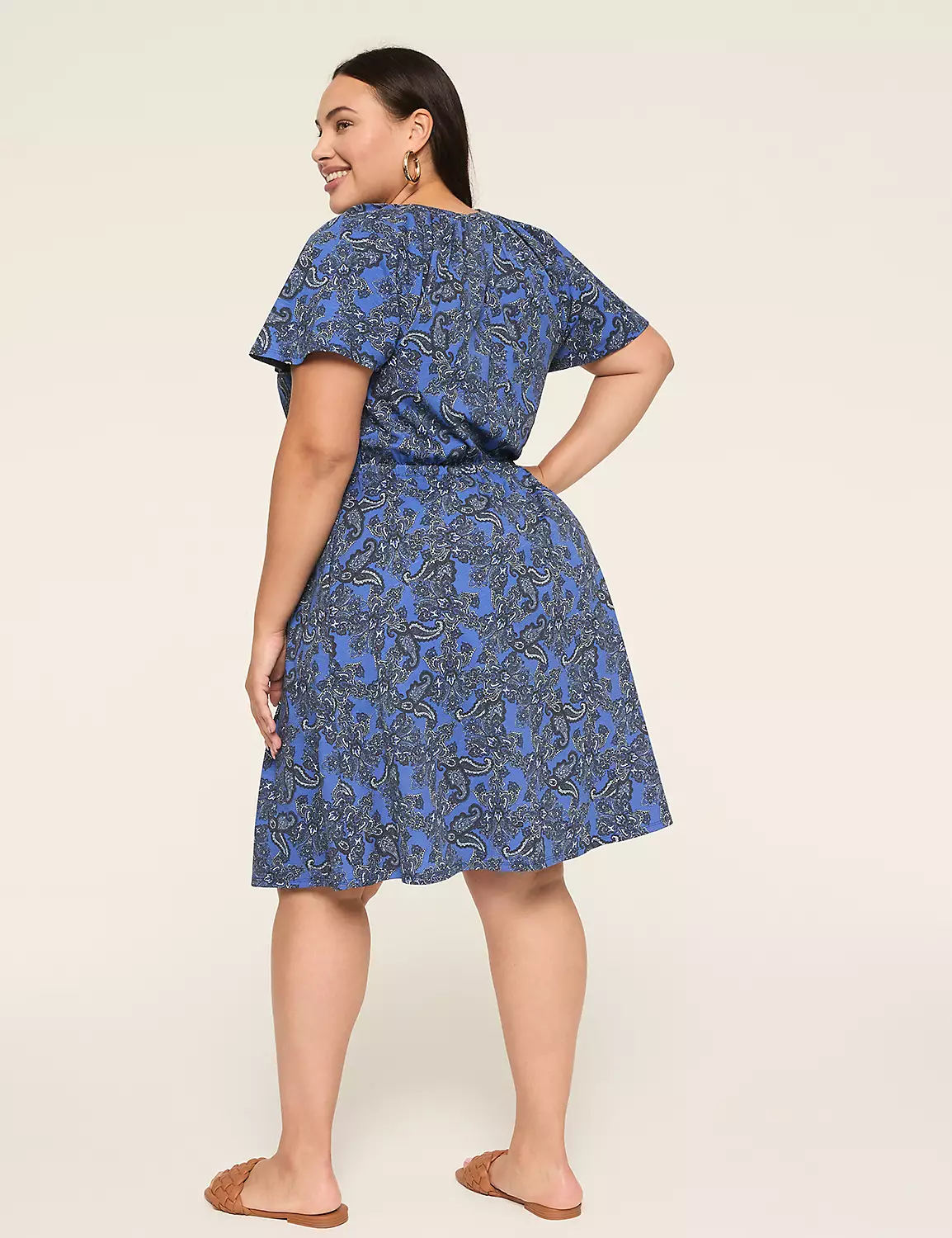 Crew-Neck Flutter-Sleeve Dress Opulent Paisley 3 Crew-Neck Flutter-Sleeve Dress Opulent Paisley