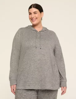 LIVI Soft Marl Long-Sleeve Hoodie Black And White Marl 7 LIVI Soft Marl Long-Sleeve Hoodie Black And White Marl -Lanebryant Shop 412694 0000080467