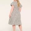 Lena V-Neck Level-Hem Jacquard Dress Black & White Houndstooth 2 Lena V-Neck Level-Hem Jacquard Dress Black & White Houndstooth -Lanebryant Shop 412708 0000116086 Back