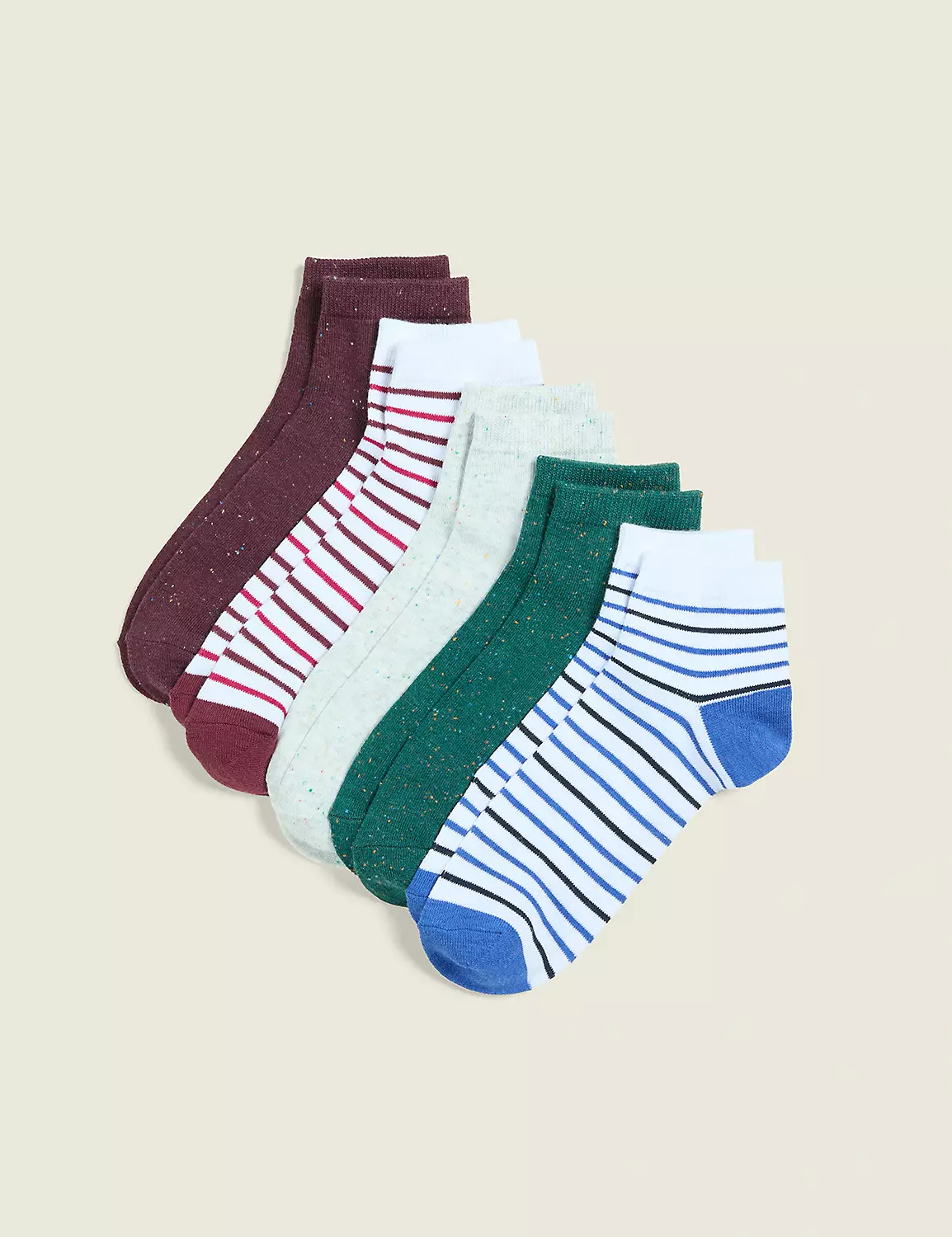 5-Pack Ankle Socks - Nep & Stripes Multi 3 5-Pack Ankle Socks - Nep & Stripes Multi