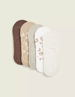 5-Pack No-Show Socks - Animal Print Multi