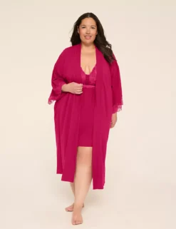 Comfy Cotton Lace-Trim Robe Passion Berry 7 Comfy Cotton Lace-Trim Robe Passion Berry -Lanebryant Shop 412811 0000114679