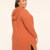Rib Open-Front Hoodie Overpiece Burnt Henna 2 Rib Open-Front Hoodie Overpiece Burnt Henna -Lanebryant Shop 412826 0000009507 Back