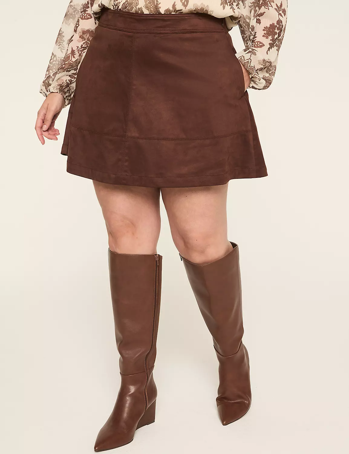 Faux-Suede Skort Coffee 6 Faux-Suede Skort Coffee - Image 4