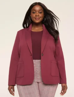 Essential Ponte Blazer Burgundy 9 Essential Ponte Blazer Burgundy -Lanebryant Shop 412839 0000008433
