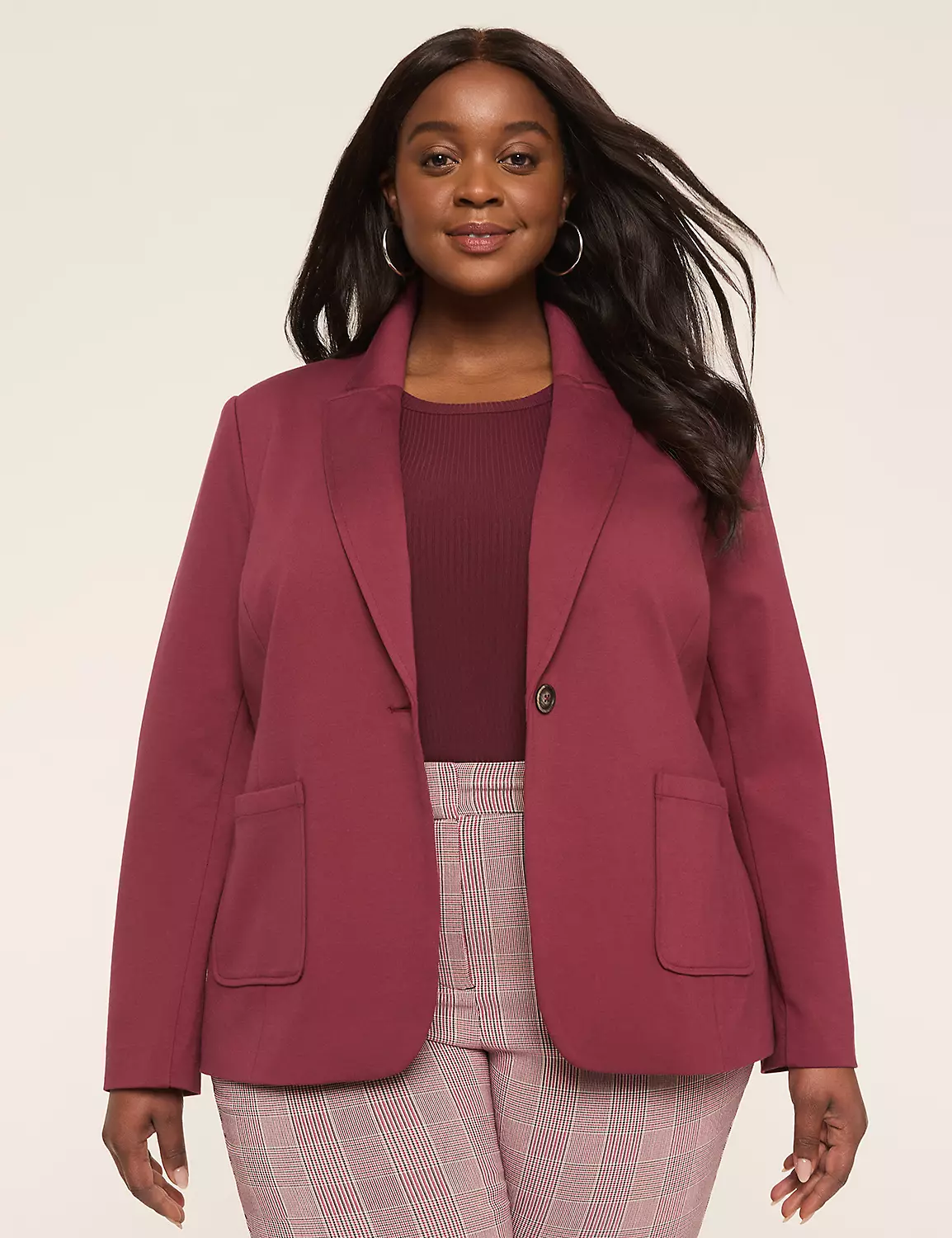 Essential Ponte Blazer Burgundy 6 Essential Ponte Blazer Burgundy - Image 4