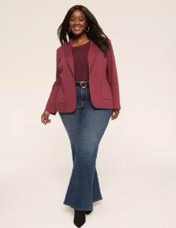 Essential Ponte Blazer Burgundy 8 Essential Ponte Blazer Burgundy -Lanebryant Shop 412839 0000008433 alt2
