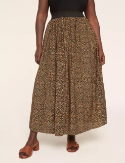 Pull-On Shirred Maxi Skirt Cheetah 7 Pull-On Shirred Maxi Skirt Cheetah -Lanebryant Shop 412843 0000114828