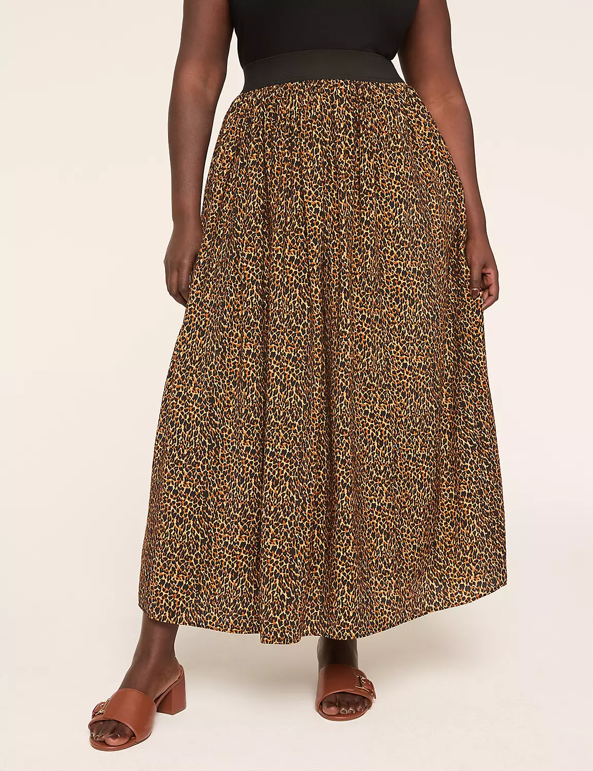 Pull-On Shirred Maxi Skirt Cheetah 5 Pull-On Shirred Maxi Skirt Cheetah - Image 3