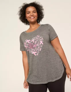 LIVI Shimmer Foiled Hope BCRF High-Low Graphic Tee Black 7 LIVI Shimmer Foiled Hope BCRF High-Low Graphic Tee Black -Lanebryant Shop 412861 0000113708
