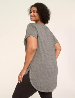 LIVI Shimmer Foiled Hope BCRF High-Low Graphic Tee Black