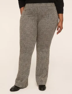 Ponte Pull-On High-Rise Flare Pant Tan & Black Plaid 7 Ponte Pull-On High-Rise Flare Pant Tan & Black Plaid -Lanebryant Shop 412871 0000115268