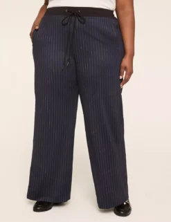 Ponte Pull-On Stripe Wide Leg Pant Navy Stripe 7 Ponte Pull-On Stripe Wide Leg Pant Navy Stripe -Lanebryant Shop 412883 0000115266