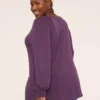 Smocked-Cuff Boatneck Hacci Top Grape -Lanebryant Shop 412972 0000008287 Back