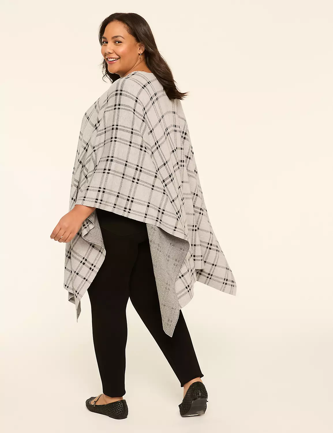 Plaid Open-Front Overpiece Grey 3 Plaid Open-Front Overpiece Grey