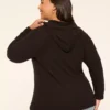 Ribbed-Trim Hacci Hoodie Black -Lanebryant Shop 413043 0000113708 Back