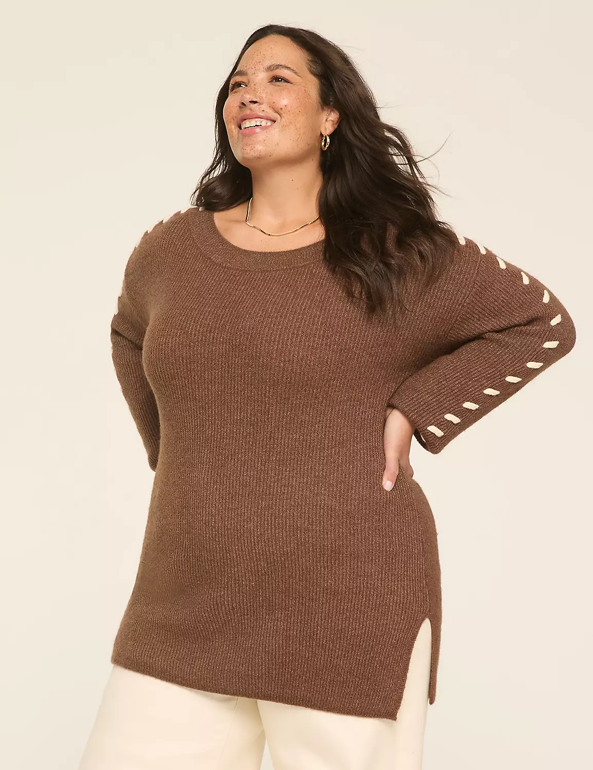 Whip-Stitch BoatneckSweater Heather Brown 5 Whip-Stitch BoatneckSweater Heather Brown - Image 3